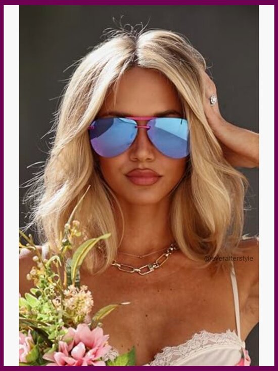 Oversized Aviator Sunglasses with UV400 Protection main image 4